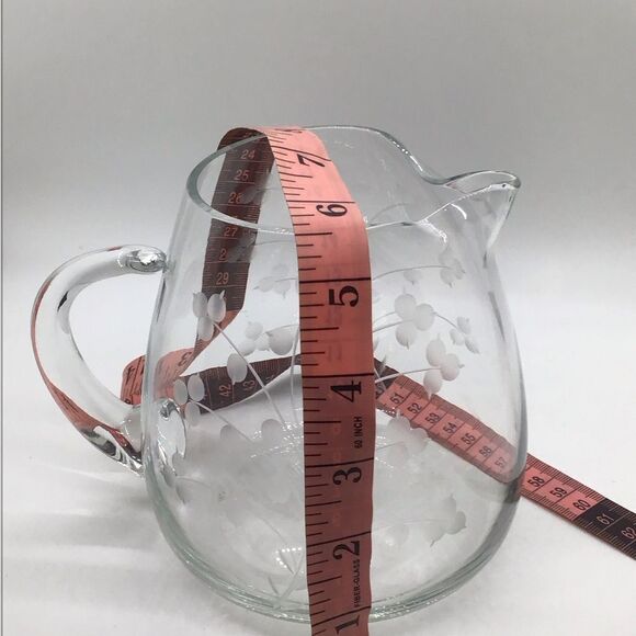 Etched Glass Small Pitcher - Picture 3 of 3